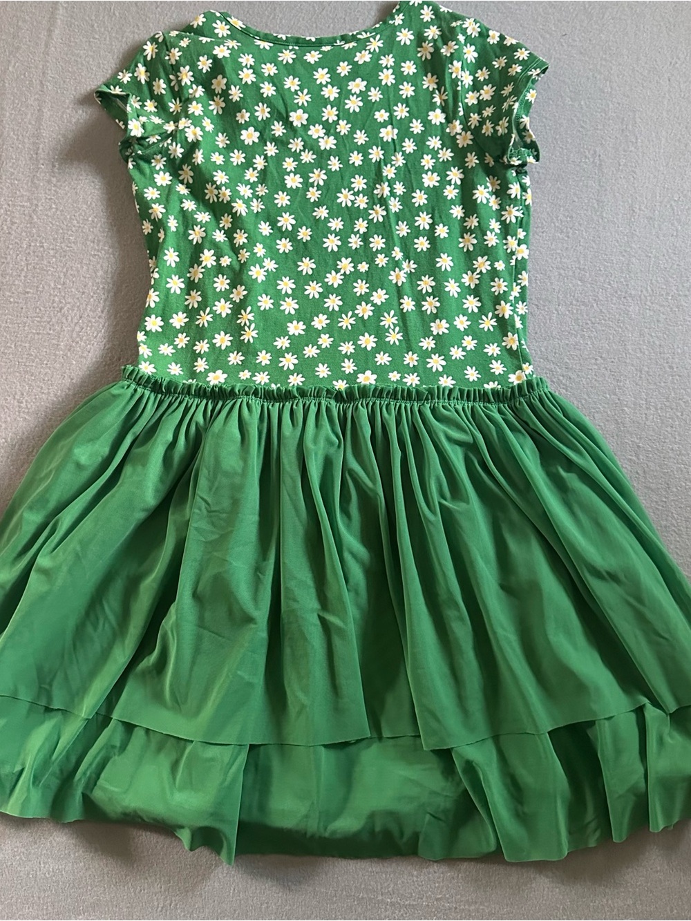 Hanna Andersson Green Floral Short Sleeve Tiered Layered Tulle Dress Girls 12 - Picture 5 of 7